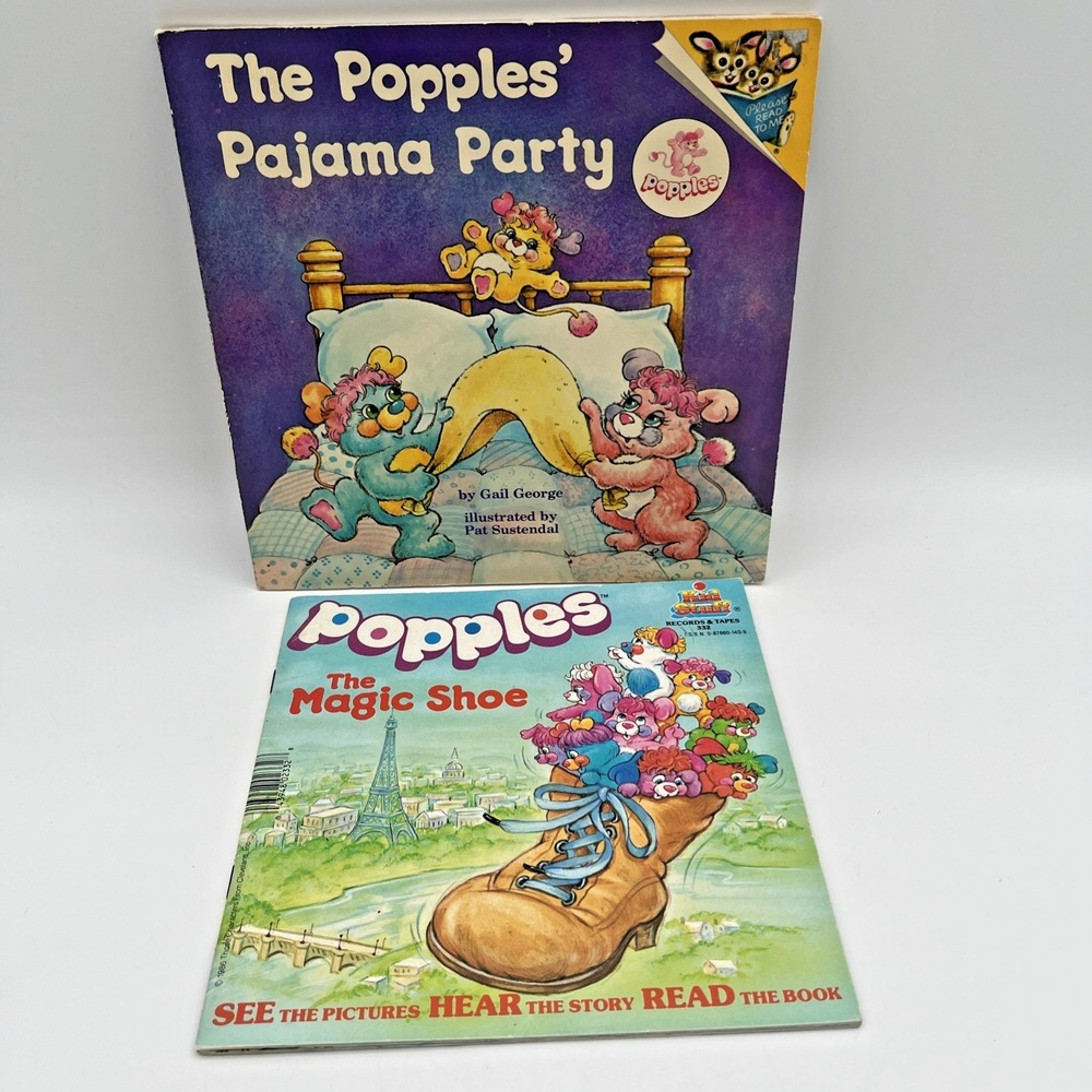 Vintage Popples Book Lot of 3 1986 Popples The Magic Shoe‎ & Pajama Party
